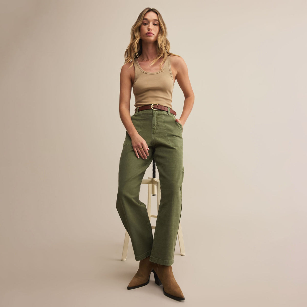 OLIVE TWILL PANTS