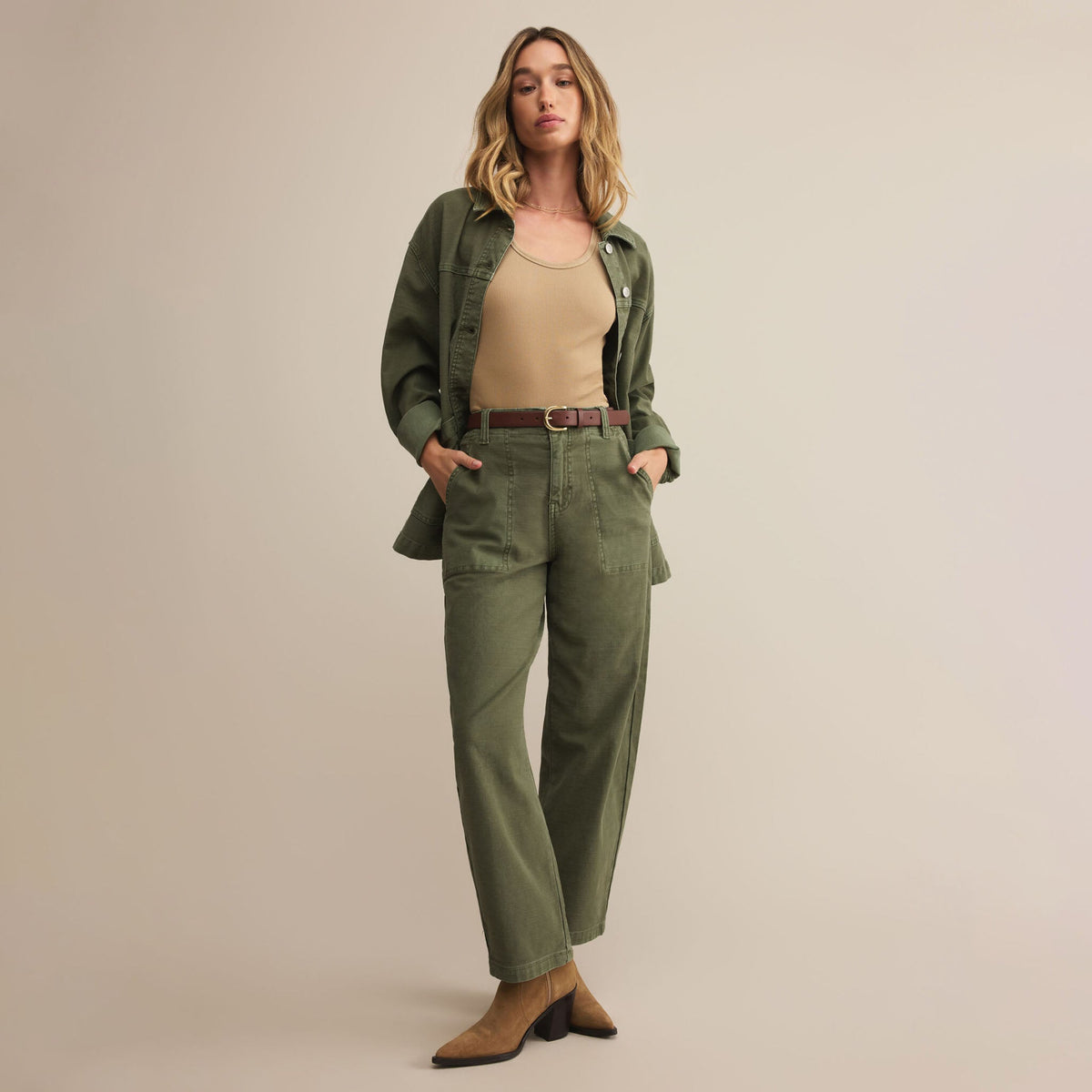 OLIVE TWILL PANTS
