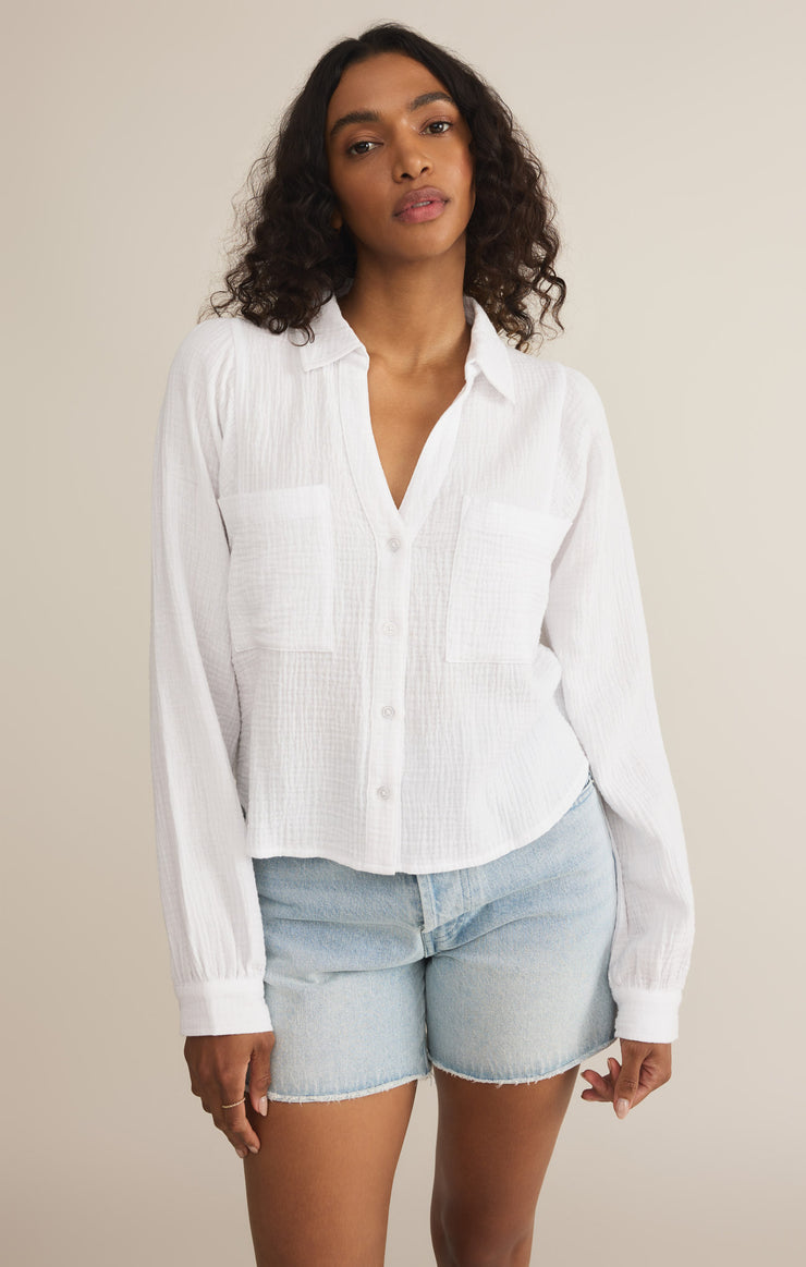 CAMPO BUTTON UP GAUZE TOP