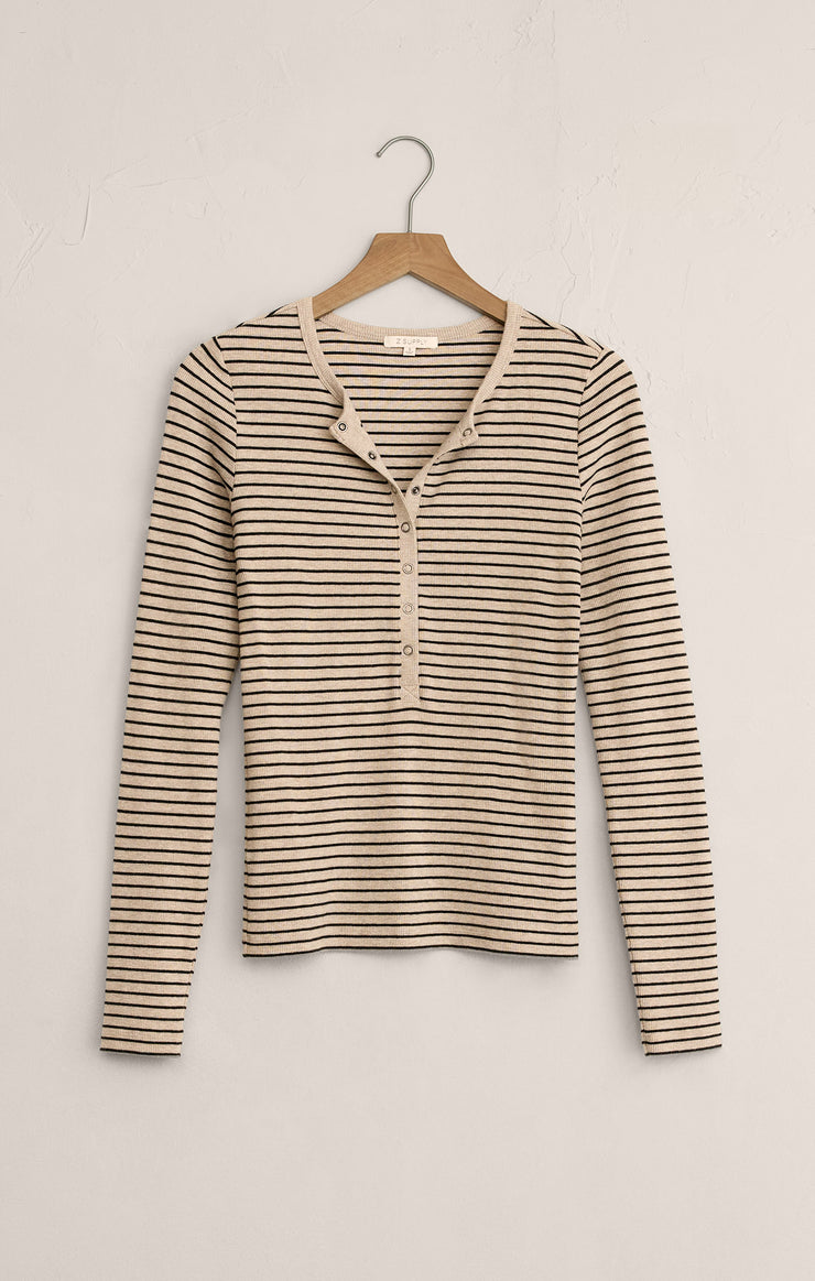 EVE STRIPE HENLEY LS