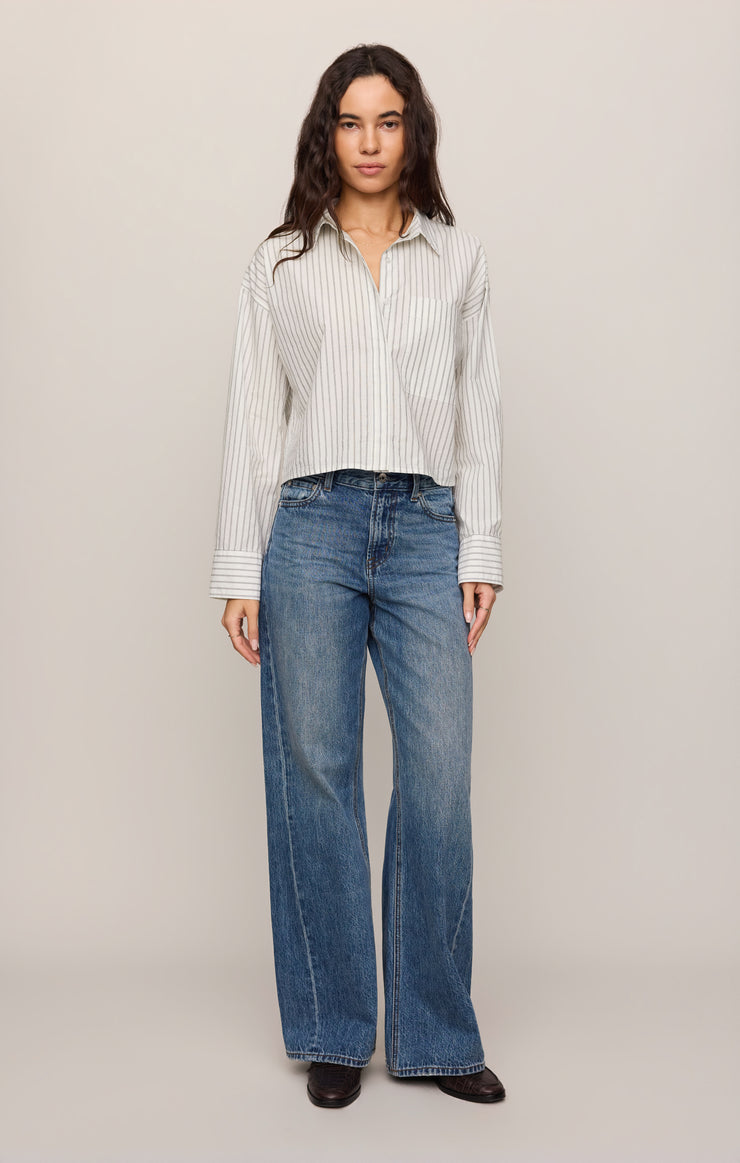 FAVORITE STRIPED BUTTON UP TOP