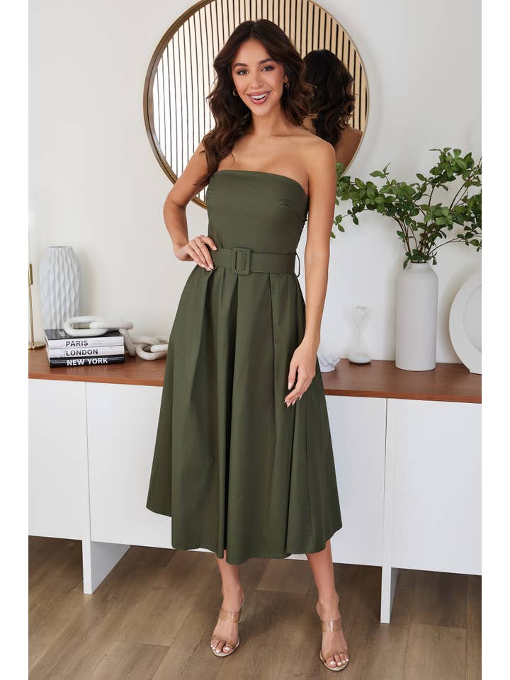 STRAPLESS MIDI DRESS