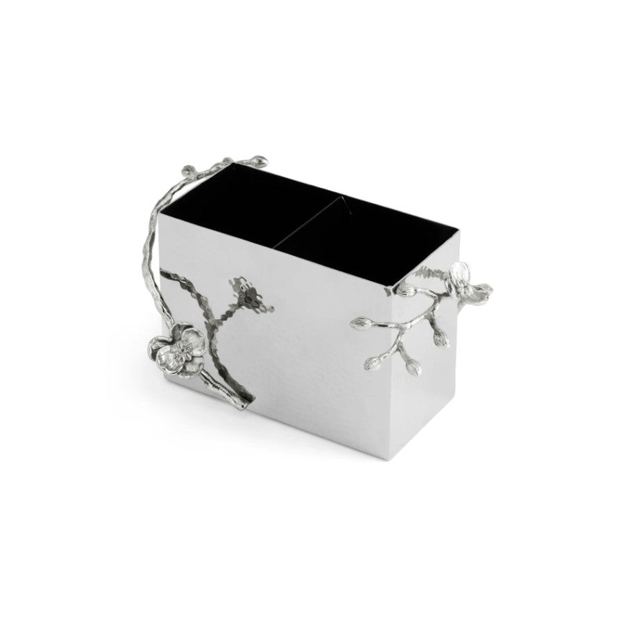 WHITE ORCHID CUTLERY CADDY