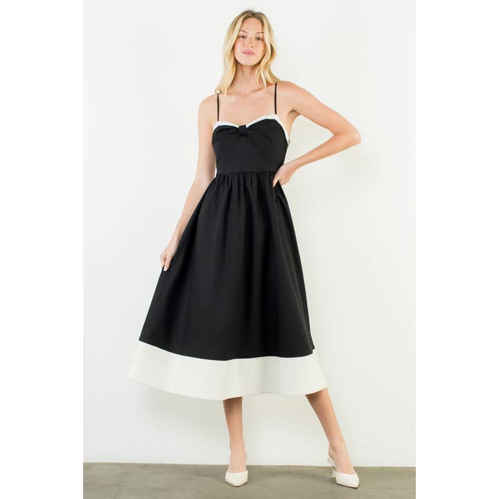 STRAPPY BOW MIDI DRESS