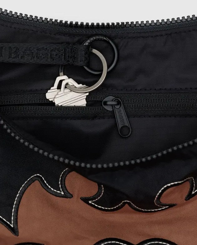 MEDIUM NYLON EMBROIDERED CRESCENT BAG