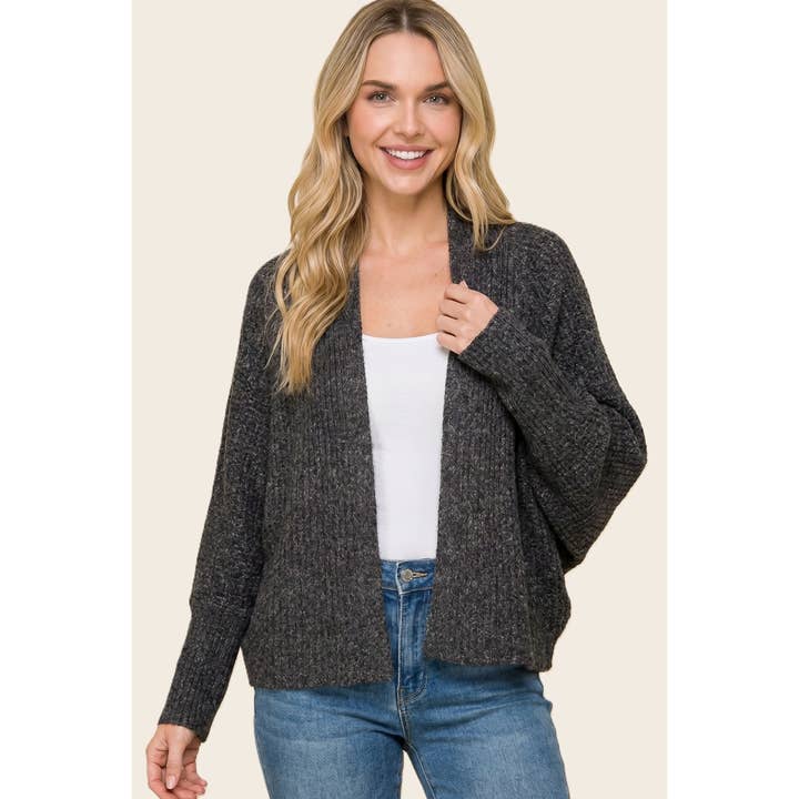 RIBBED DOLMAN CARDI