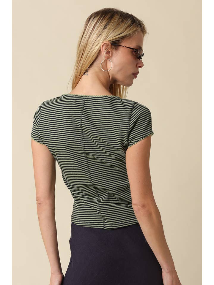 STRIPE BUTTON FRONT TOP