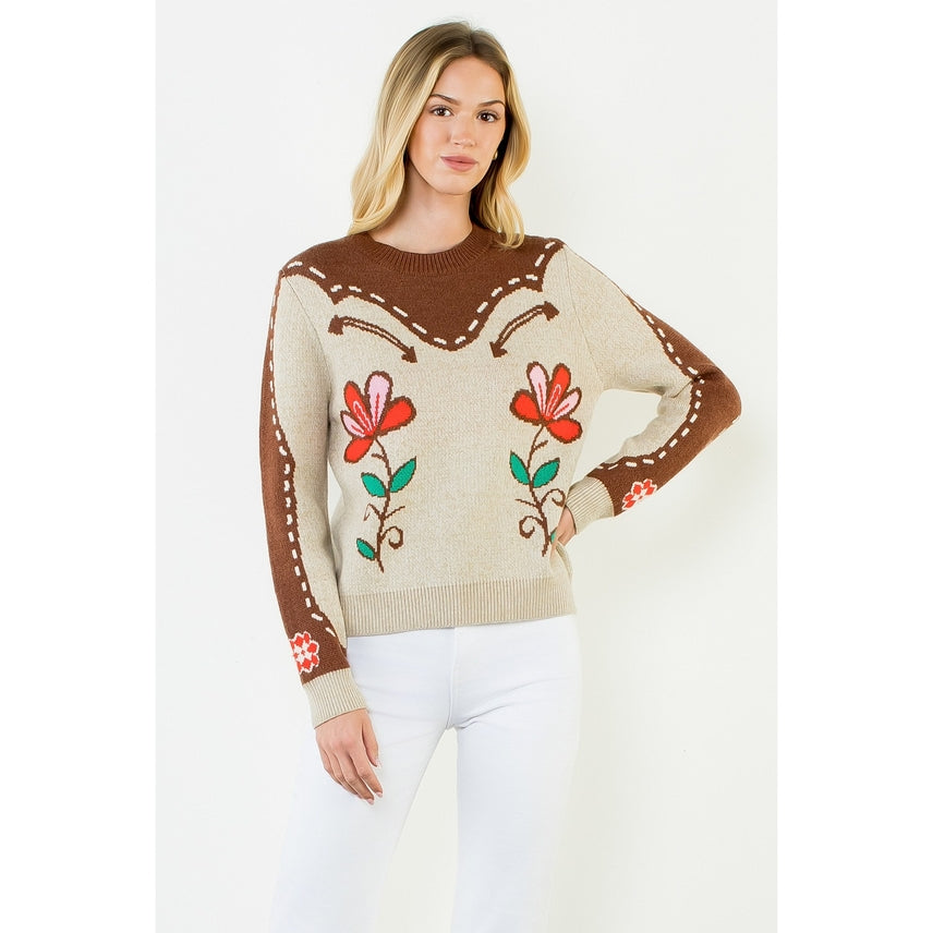 FLOWER PRINT SWEATER