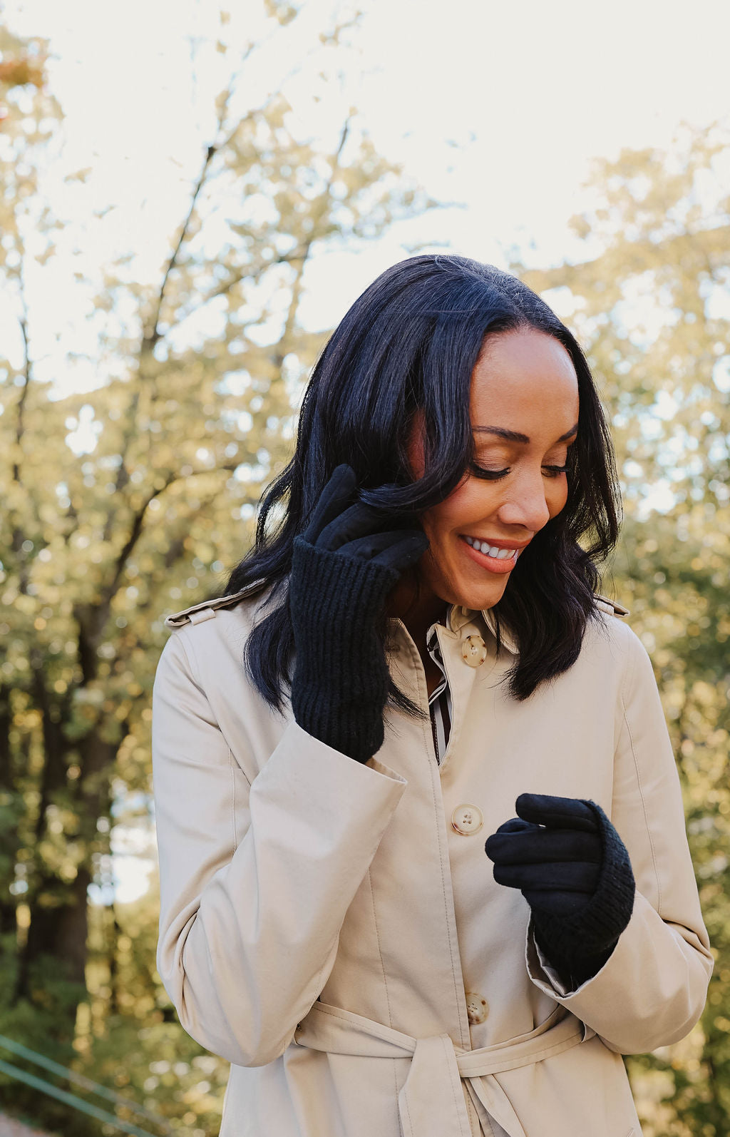 RIBBED WRIST WARMER FAUX SUEDE GLOVES