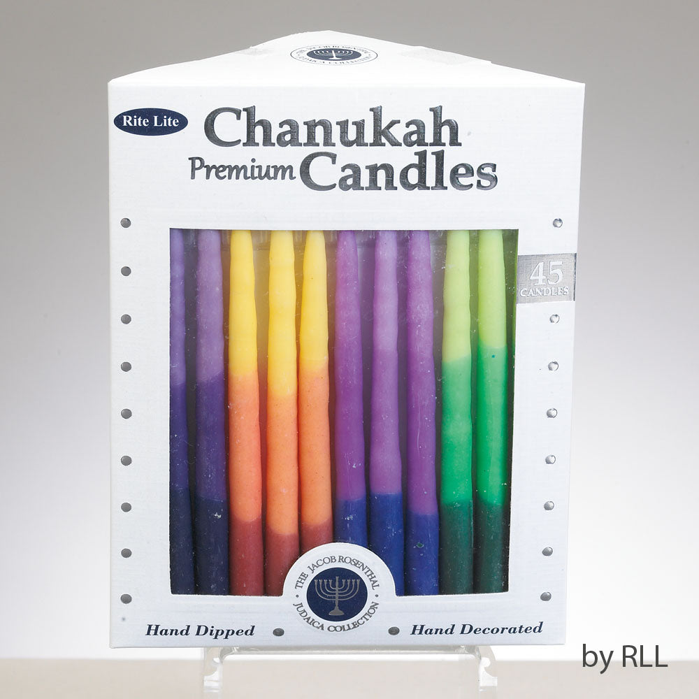 CHANUKAH CANDLES MULTI TRI-COLOR