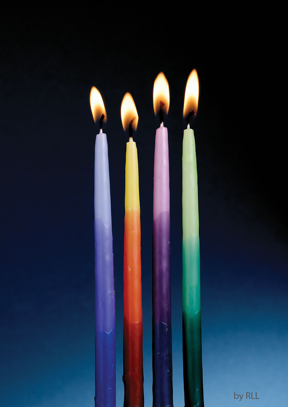 CHANUKAH CANDLES MULTI TRI-COLOR