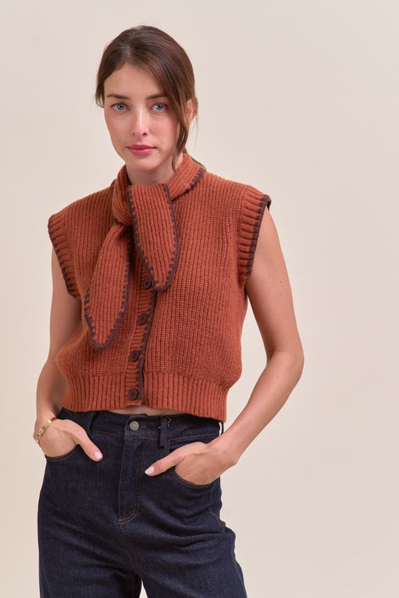 TIE NECK SWEATER VEST