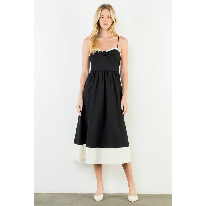 STRAPPY BOW MIDI DRESS