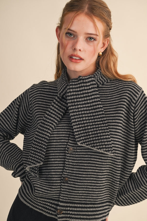 STRIPE TIE NECK CARDIE