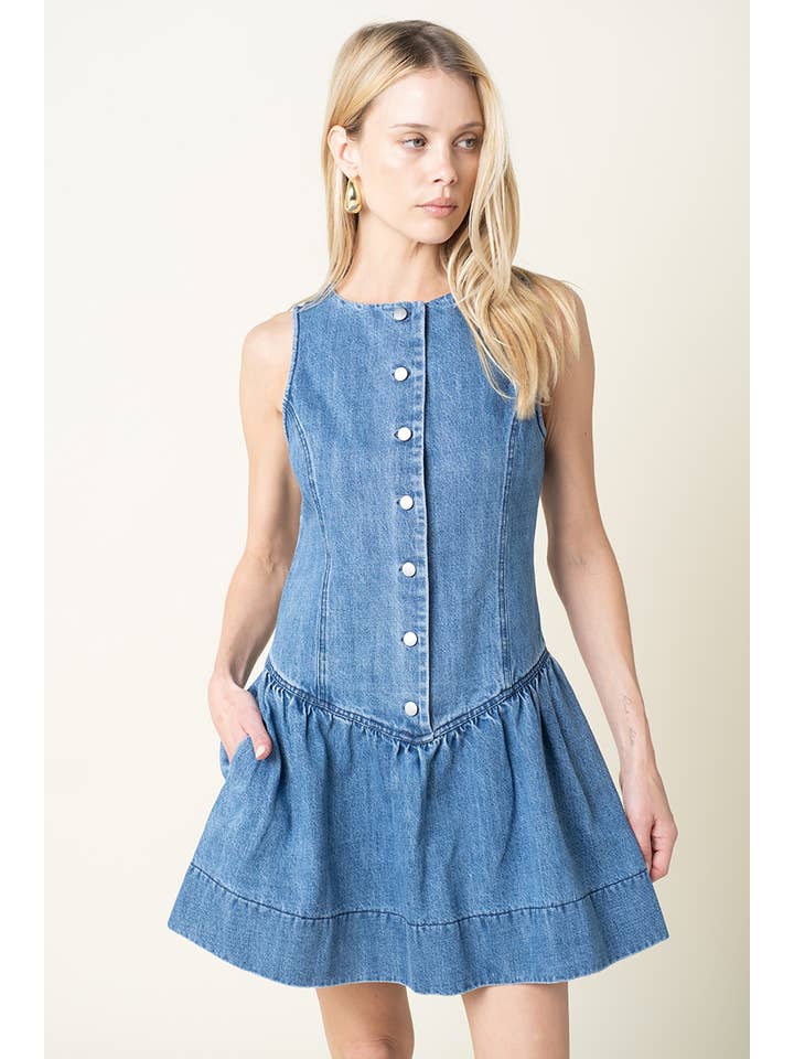 BUTTON FRONT MINI DRESS