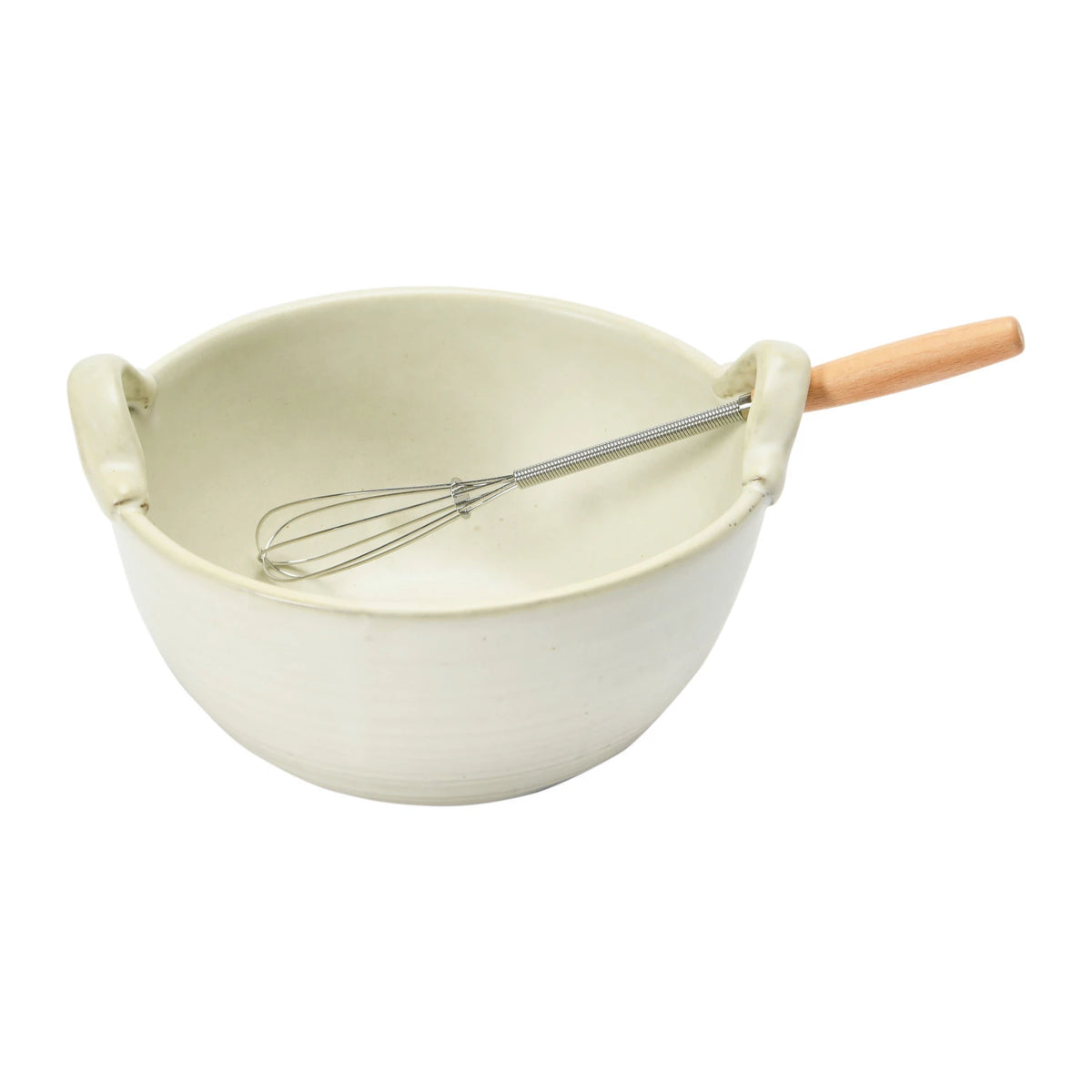 STONEWARE BOWL AND WHISK