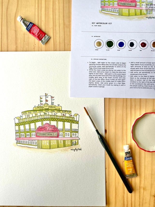 WRIGLEY FIELD WATERCOLOR DIY