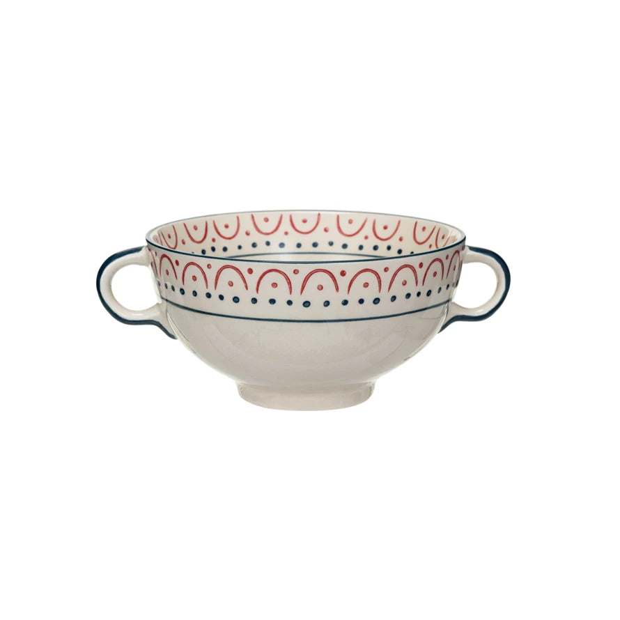 PATTERNED BOWL W/HANDLES