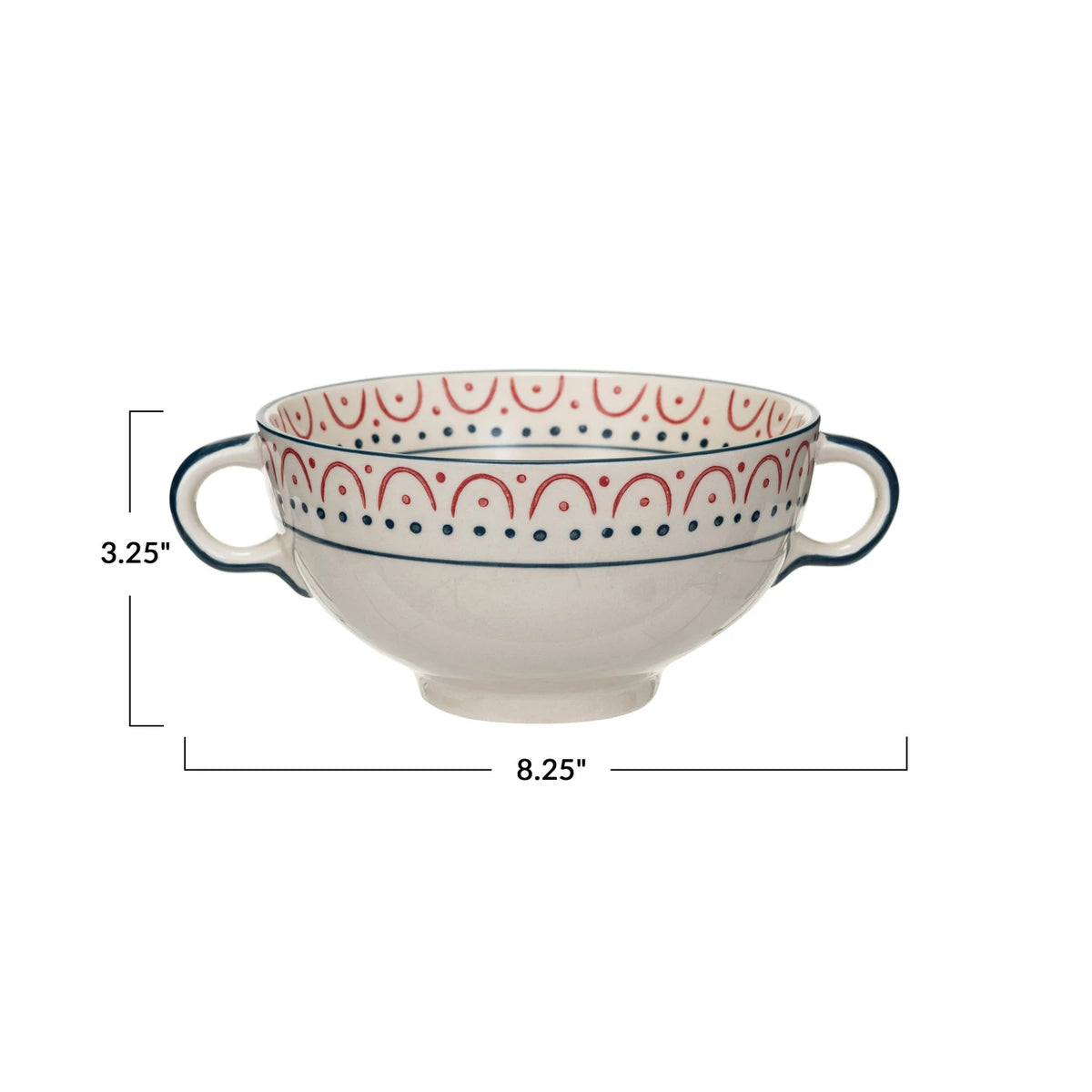 PATTERNED BOWL W/HANDLES