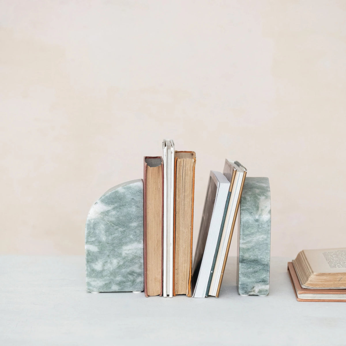 GREEN MARBLE BOOKENDS SET