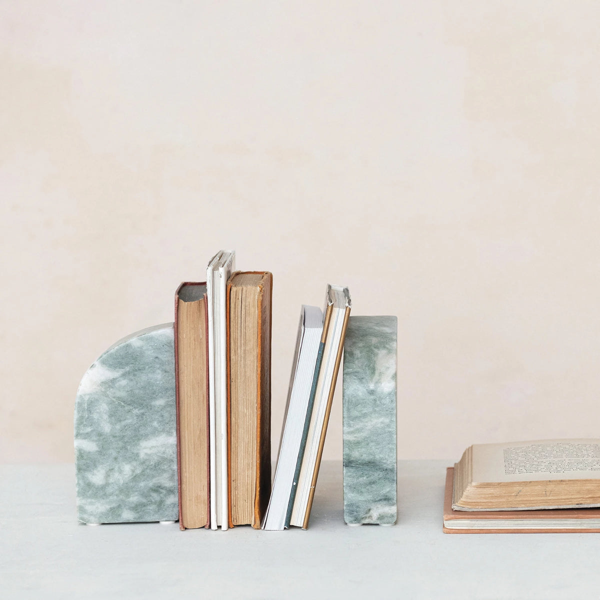 GREEN MARBLE BOOKENDS SET