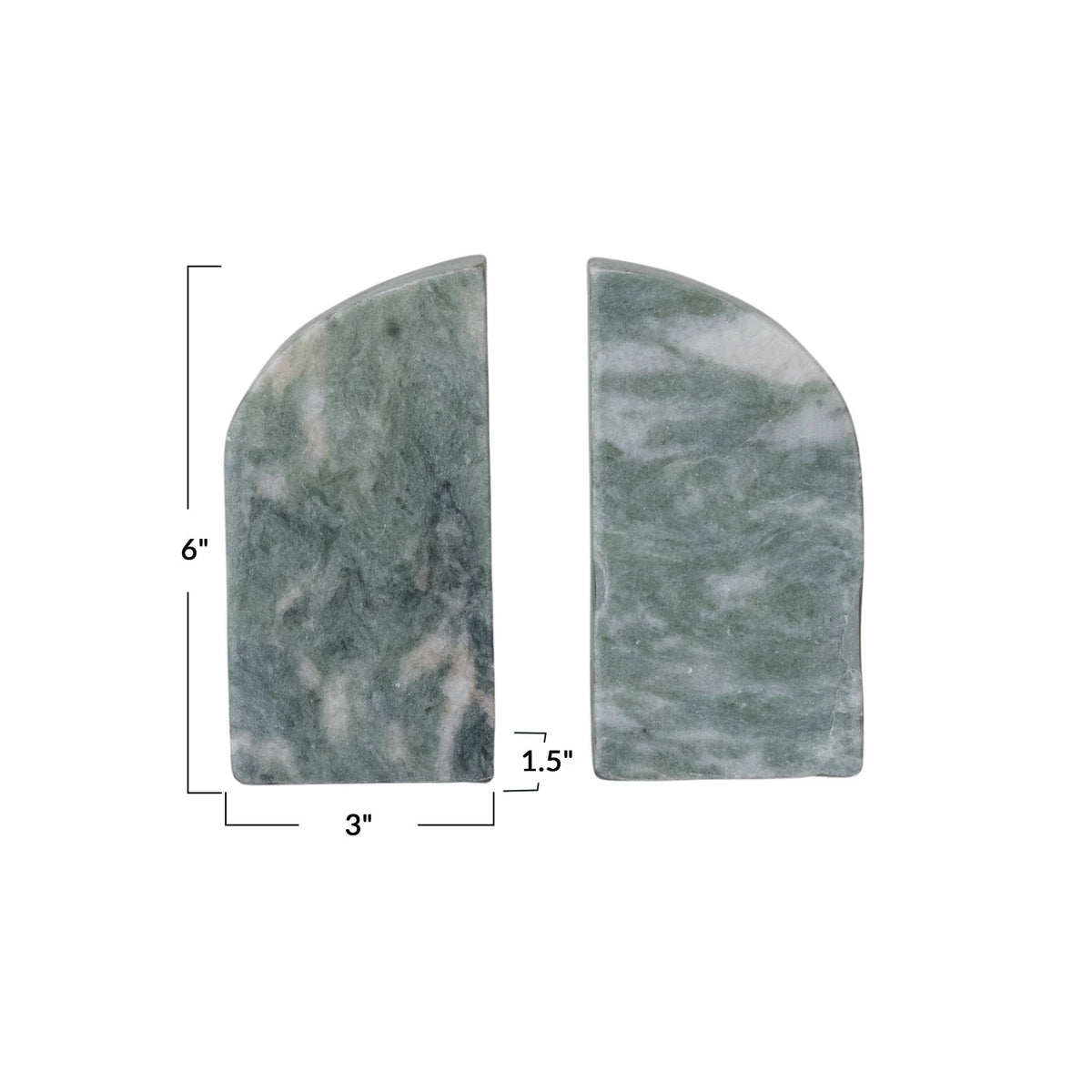 GREEN MARBLE BOOKENDS SET