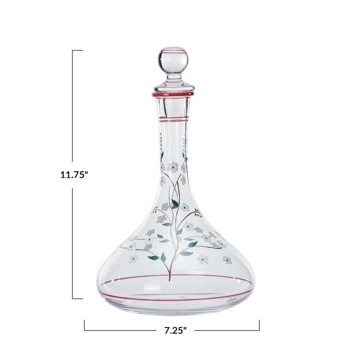 PAINTED FLORAL GLASS DECANTER