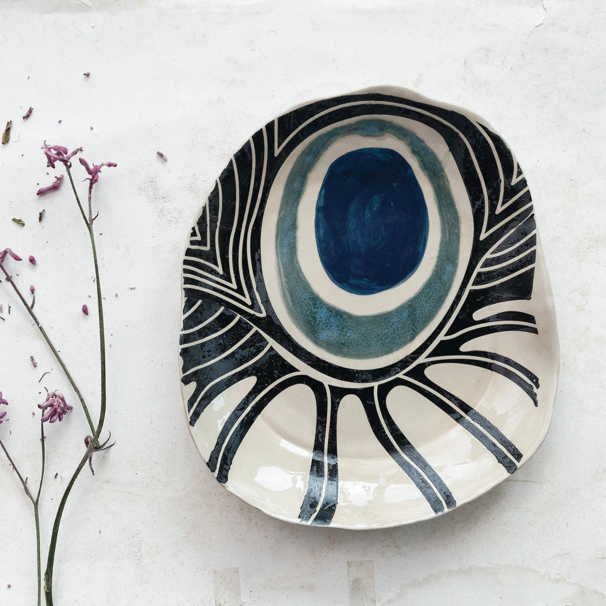 ABSTRACT EYE PAINTED PLATTER