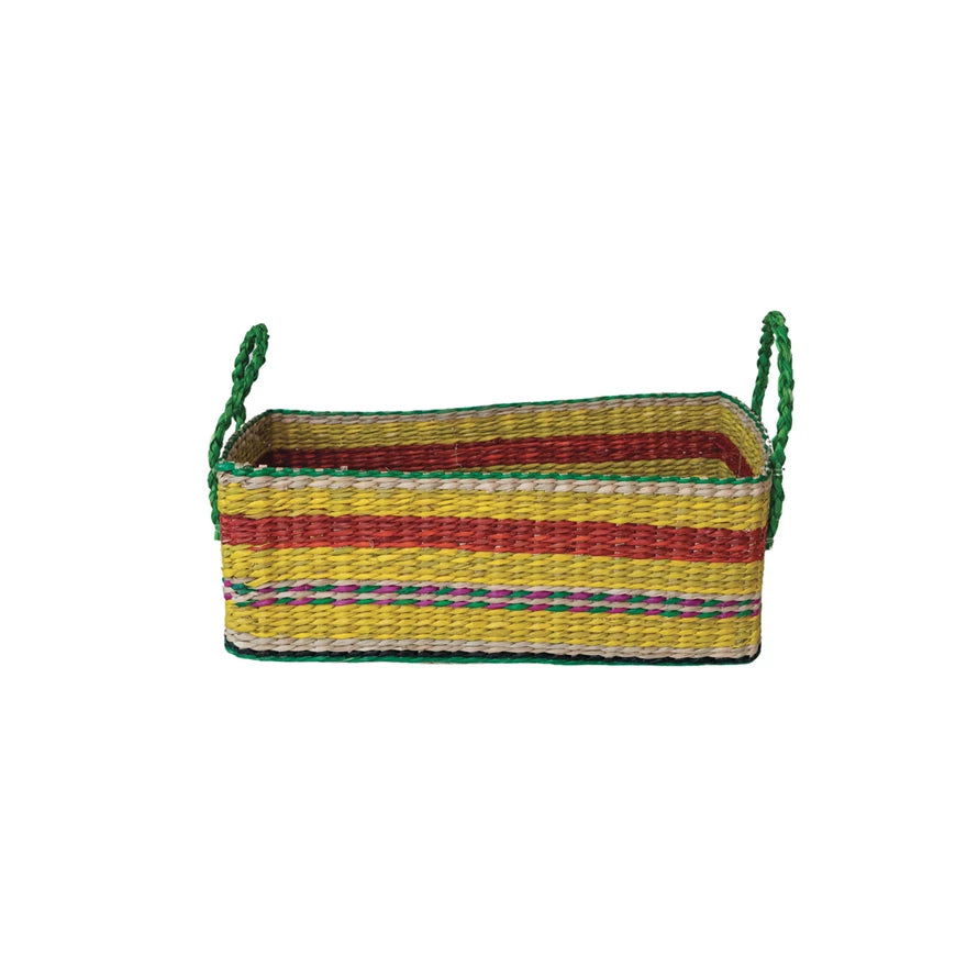 STRIPED SEAGRASS RECT BASKET