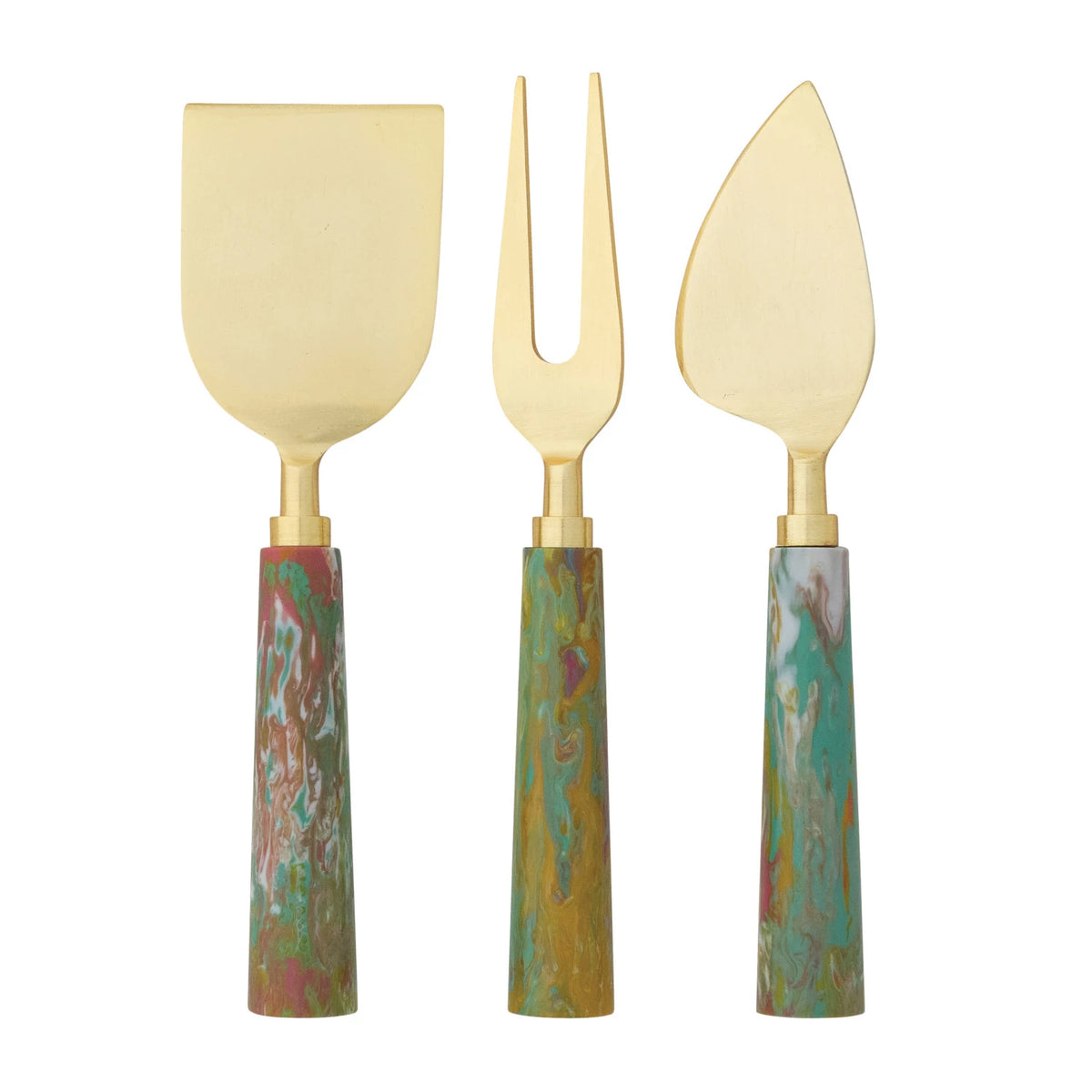 MARBLED RESIN CHEESE KNIVES SET