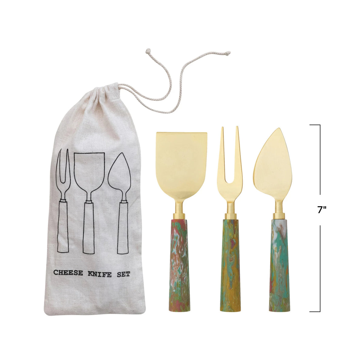 MARBLED RESIN CHEESE KNIVES SET