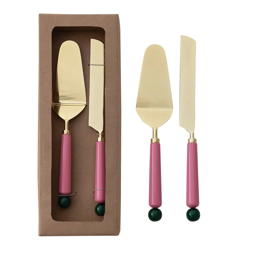 PINK RESIN CAKE SERVERS