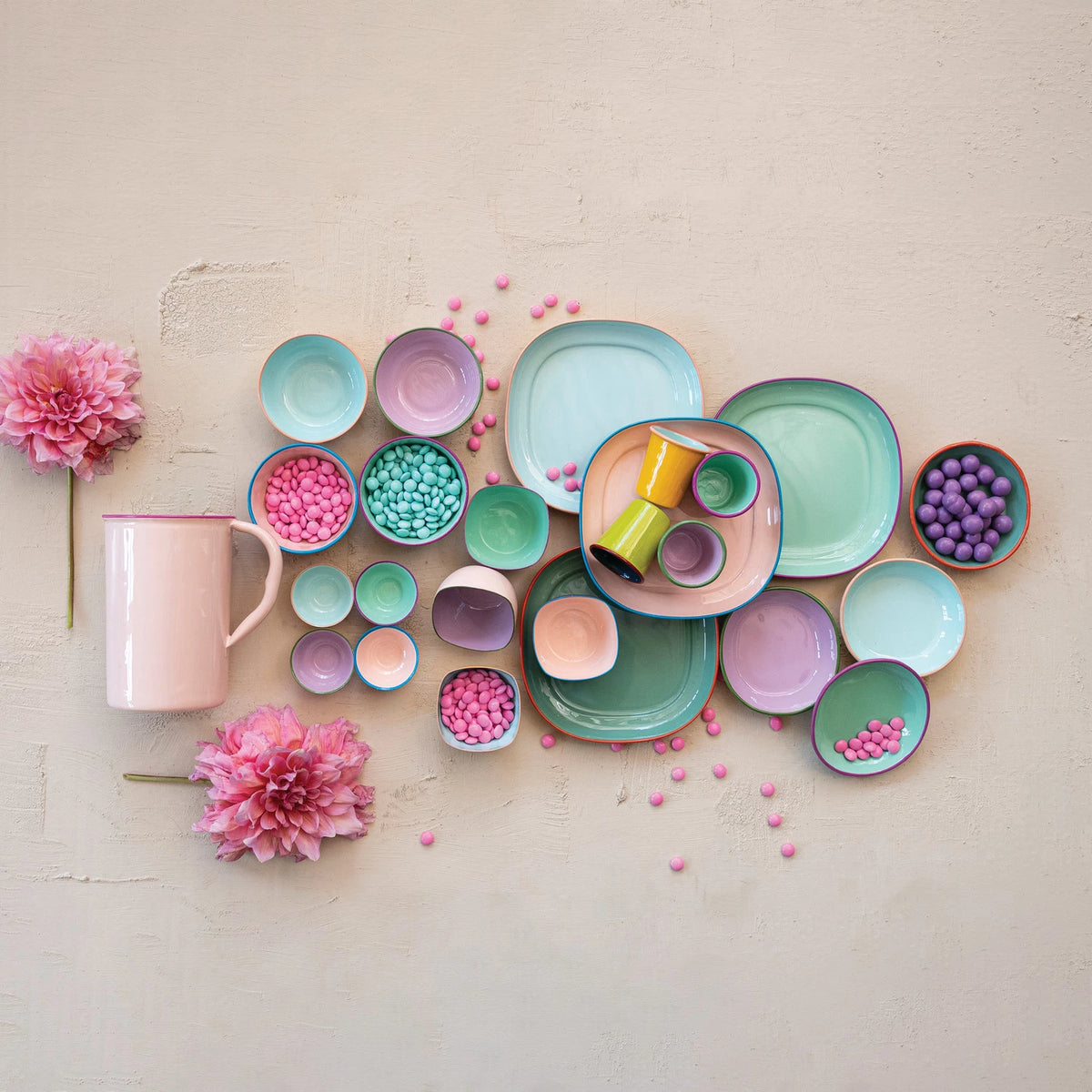 ENAMEL STAINLESS PLATE SET 4