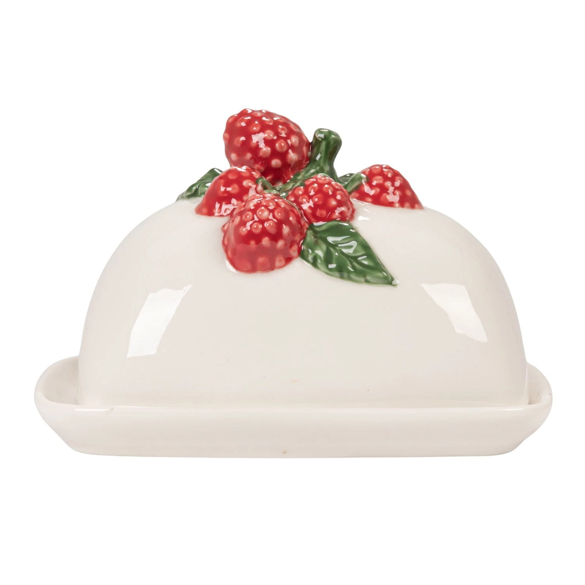 RASPBERRY HANDLE BUTTER DISH