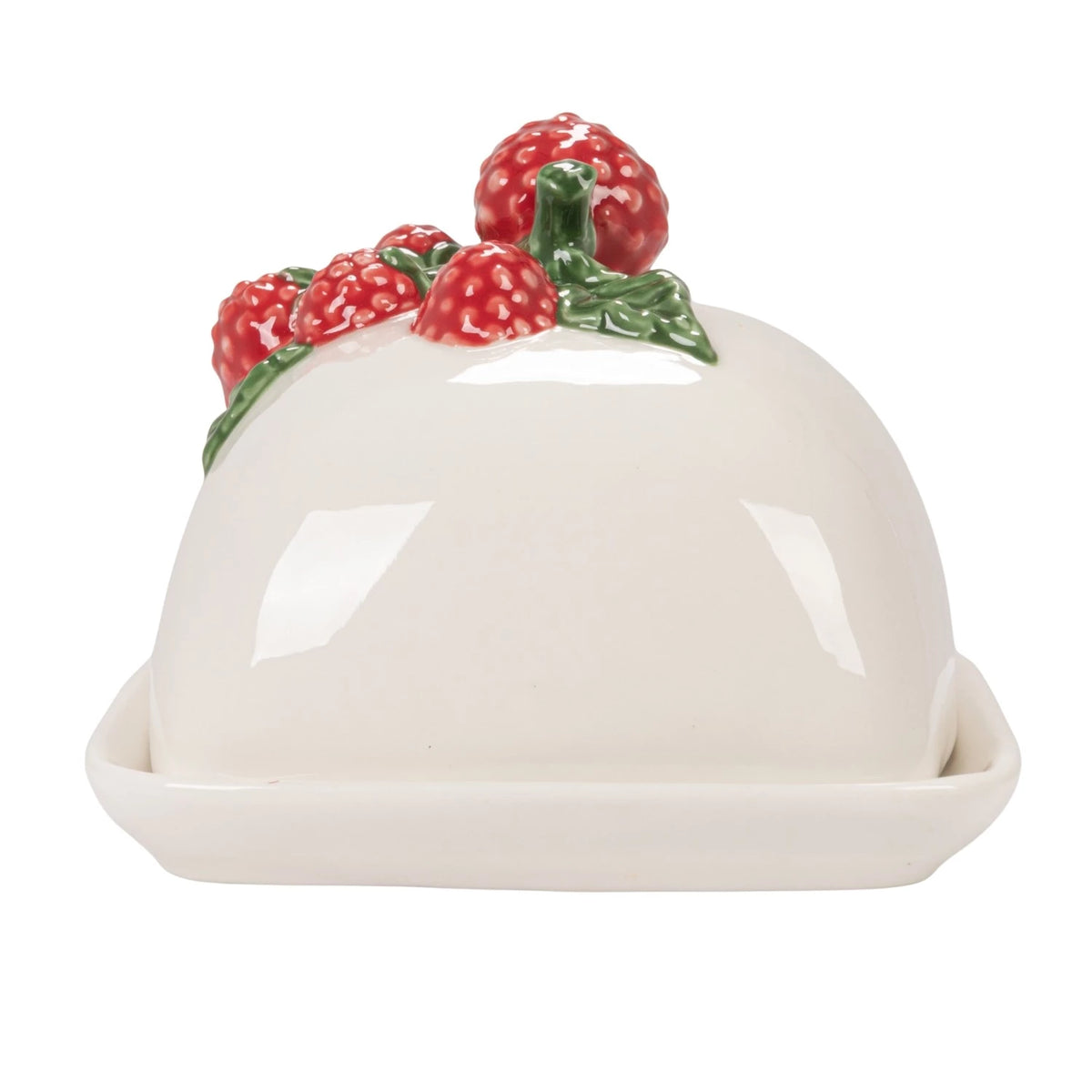 RASPBERRY HANDLE BUTTER DISH