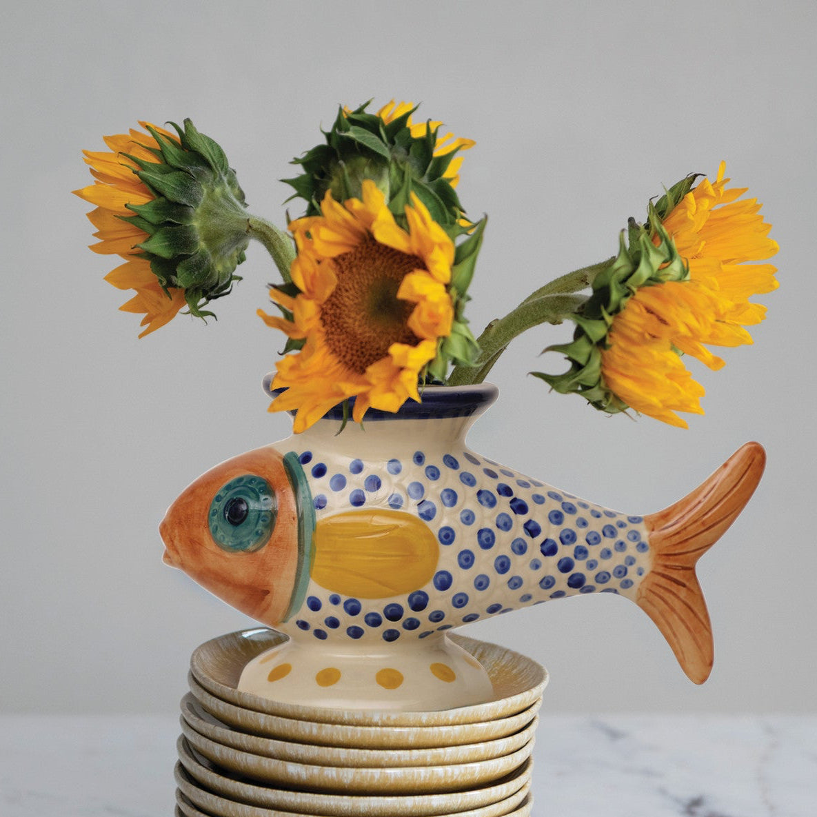 FOOTED FISH VASE