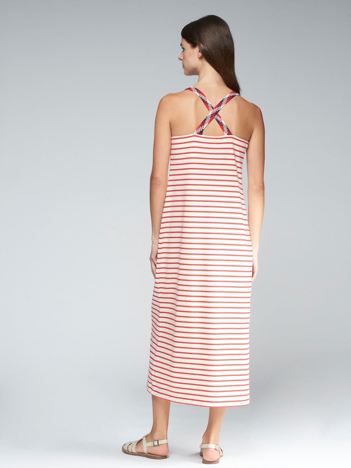 EMBROIDERED STRIPE DRESS