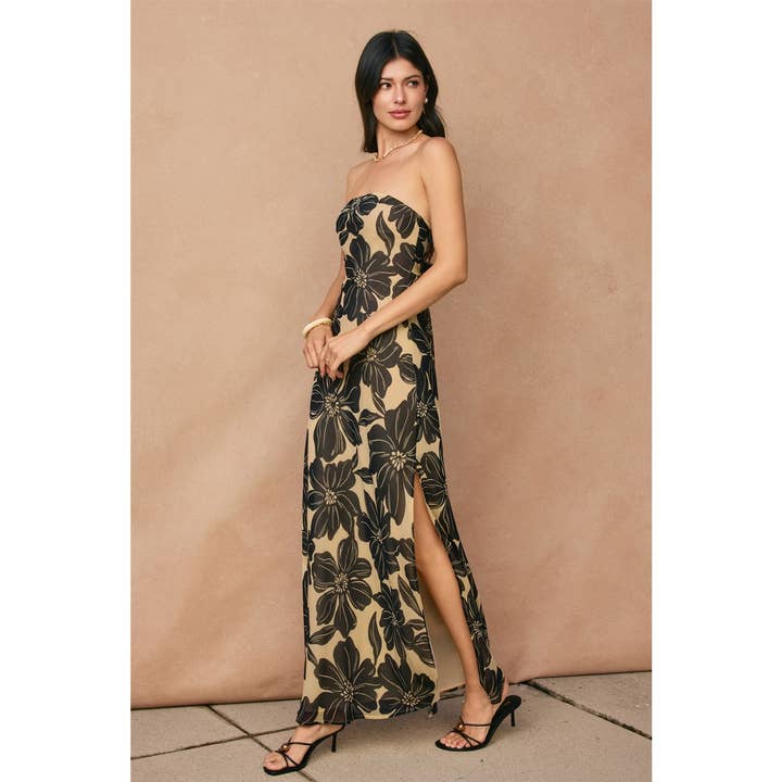TIE BACK STRAPLESS MAXI