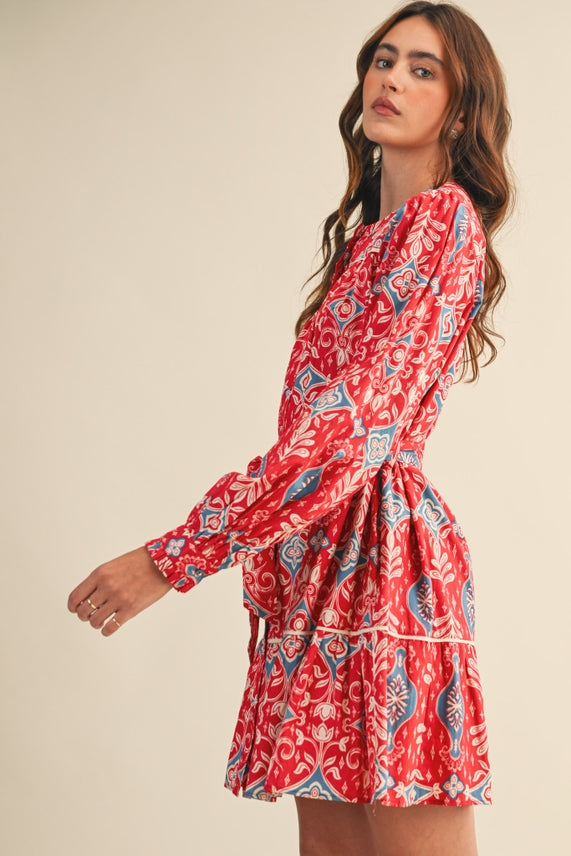 LONG SLEEVE BUTTON DOWN MINI DRESS