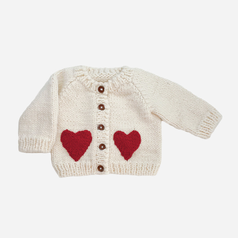 HEART CARDIGAN RED