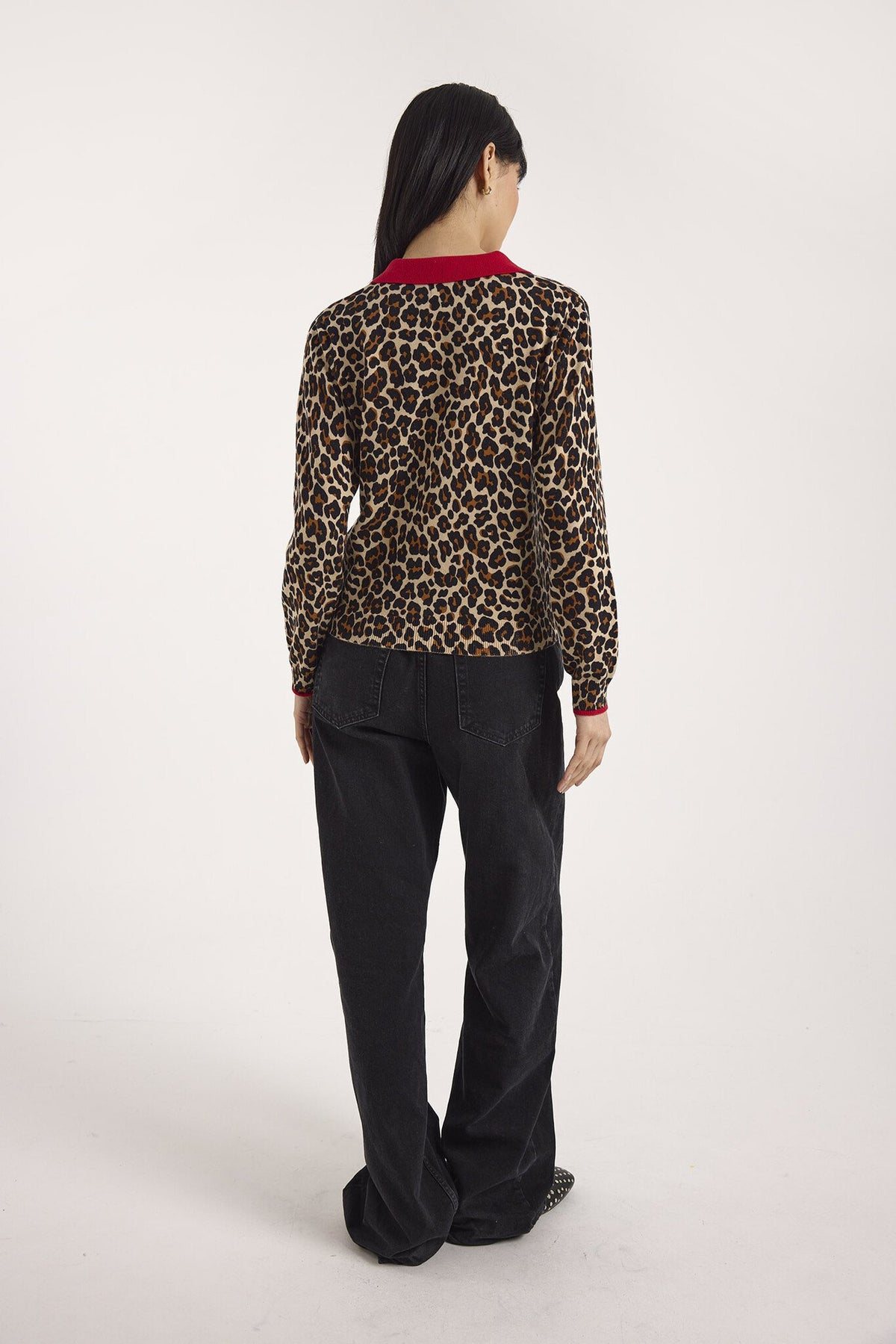 POP COLLAR LEOPARD POLO