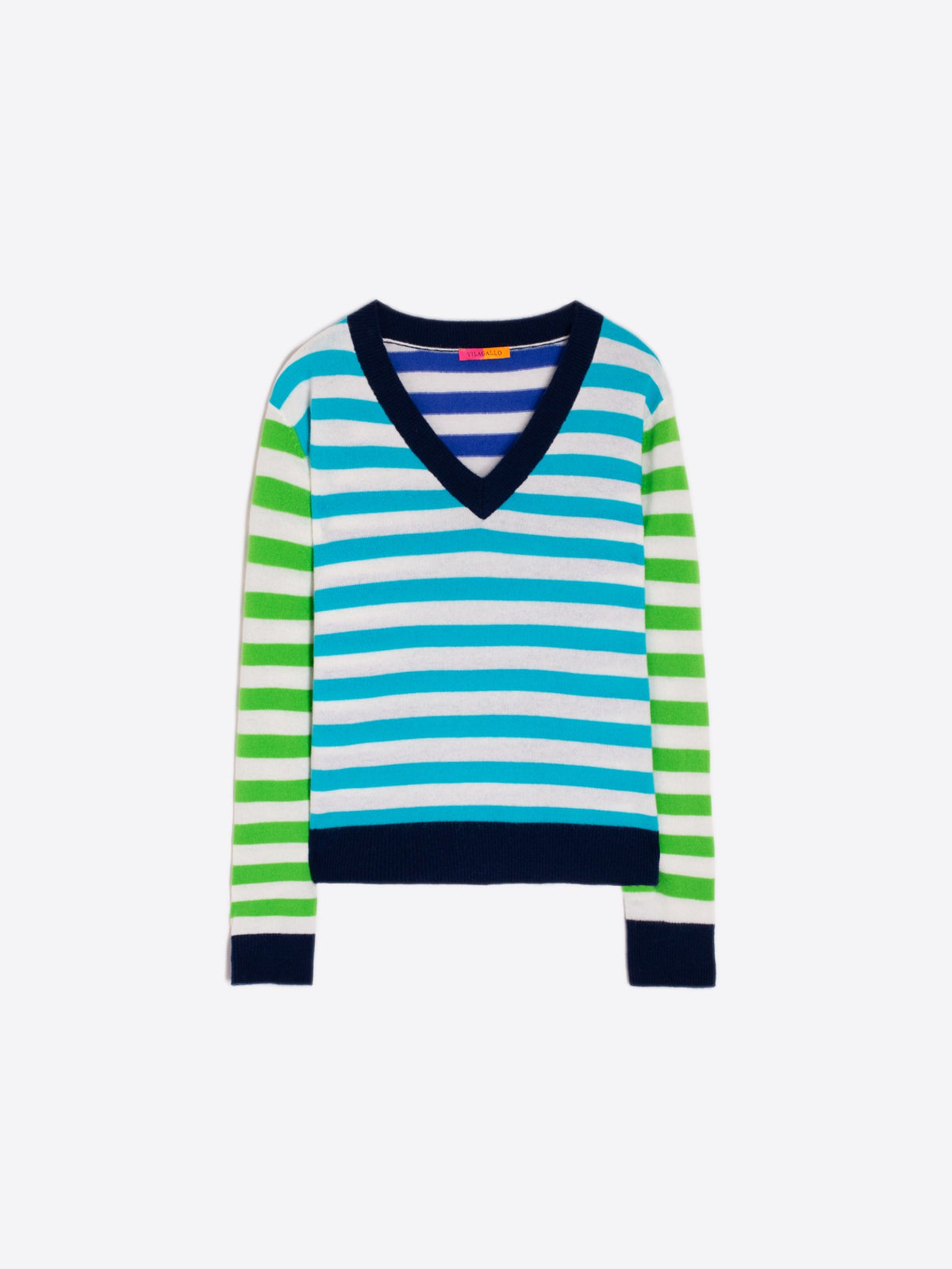 COLORBLOCK STRIPE V SWEATER