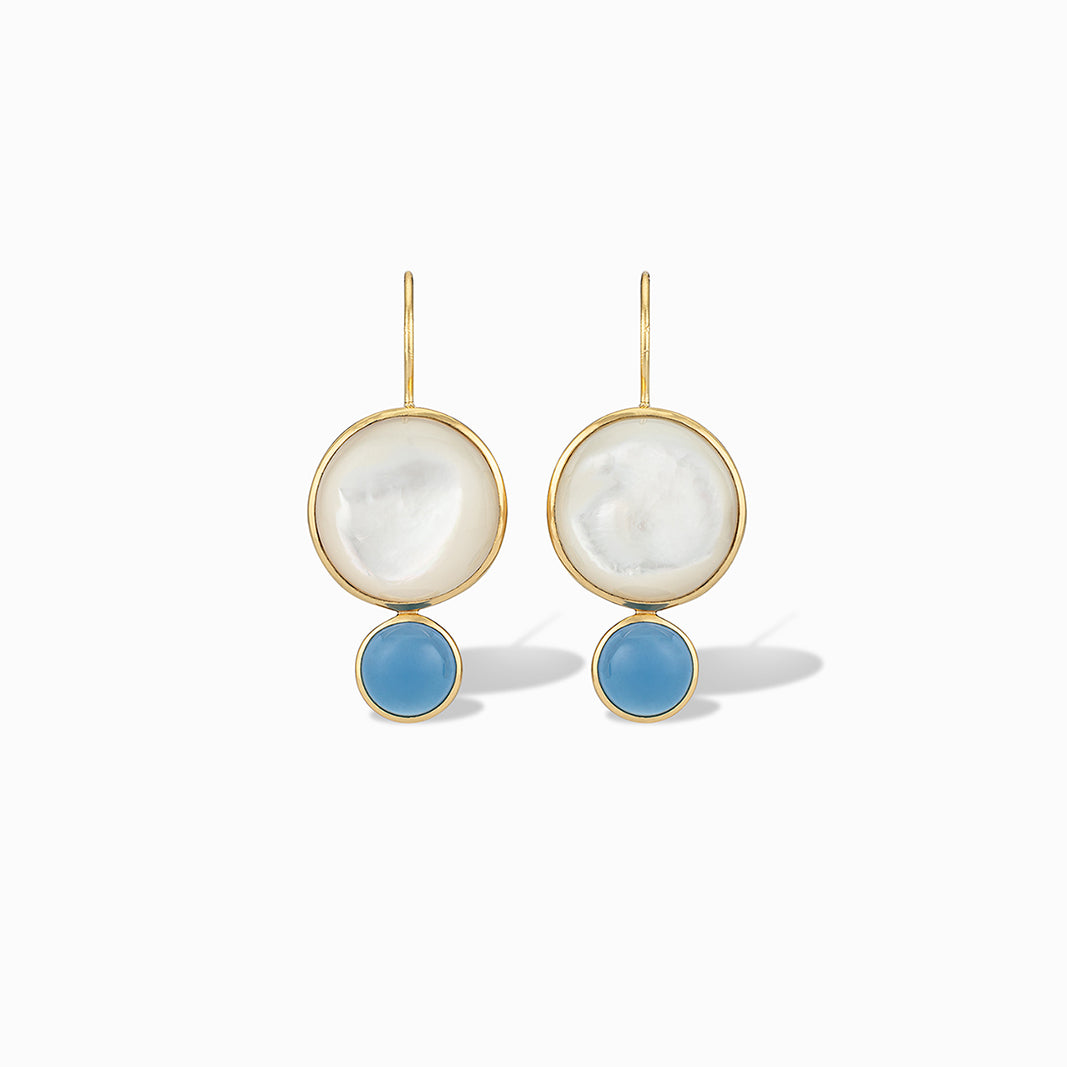 COLORBLOCK EARRING MOP/BLUE CHALCEDONY
