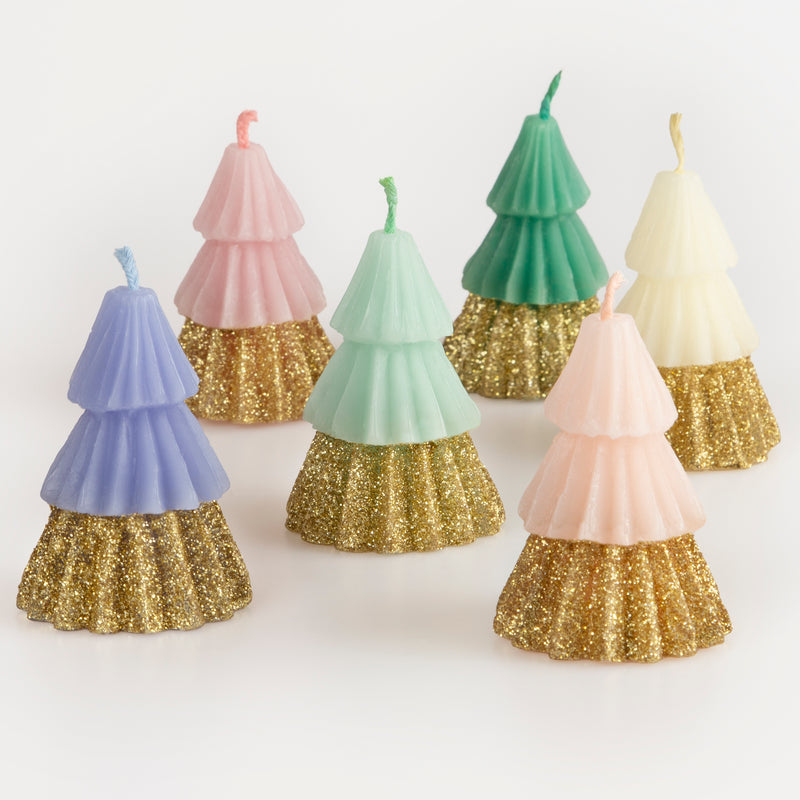 RAINBOW GLITTER TREE CANDLES