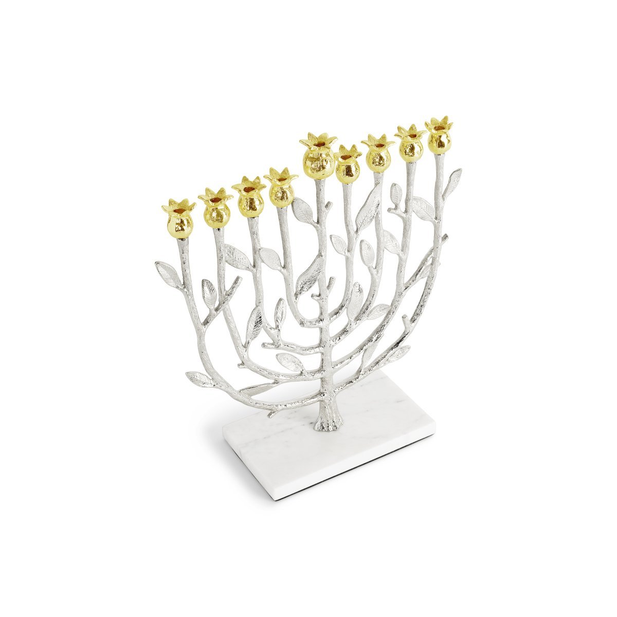 POMEGRANATE SILVER &amp; GOLD MENORAH