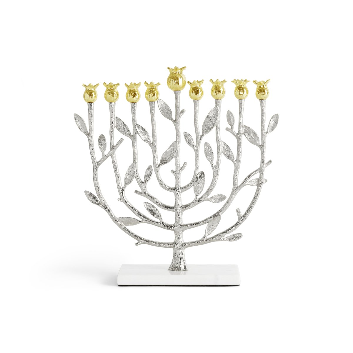 POMEGRANATE SILVER &amp; GOLD MENORAH