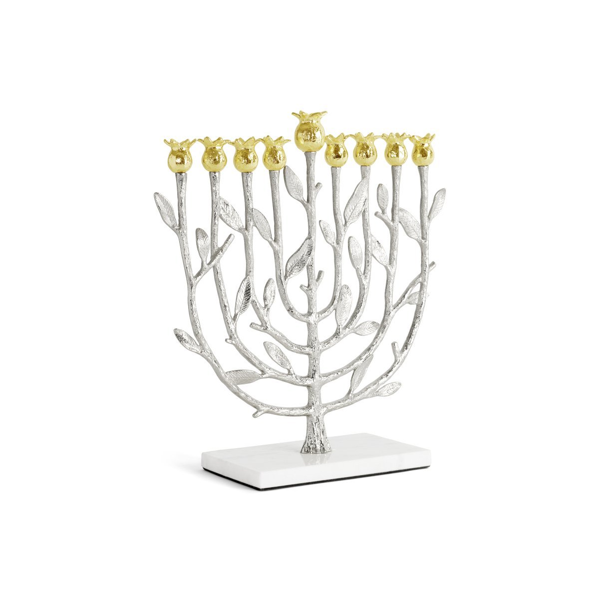 POMEGRANATE SILVER &amp; GOLD MENORAH