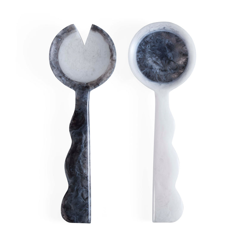 COMO RIPPLE SALAD SERVERS BLACK/WHITE