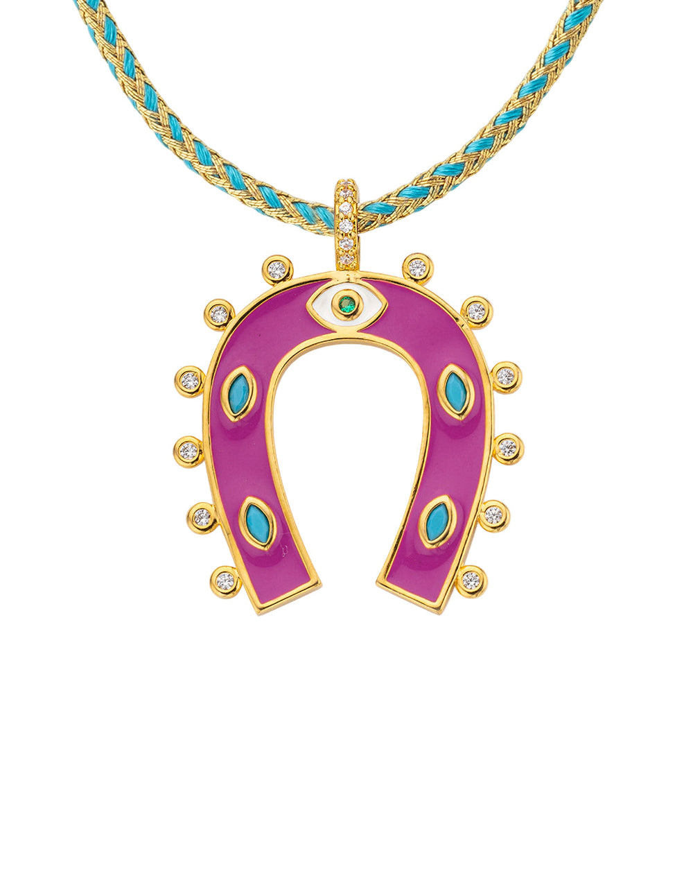 FUCHSIA HORSESHOE NECKLACE