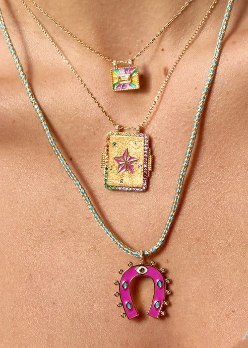 FUCHSIA HORSESHOE NECKLACE